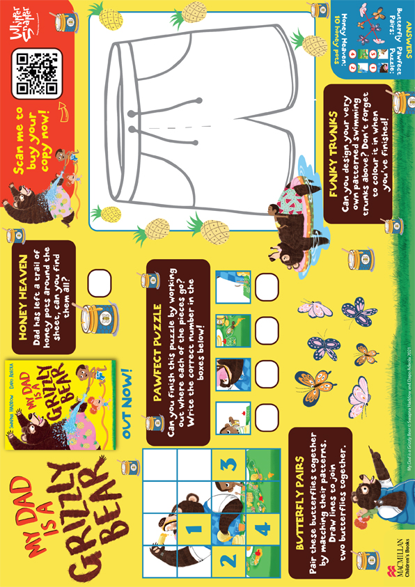 Grizzly Bear Activity Sheet for Whippersnapper